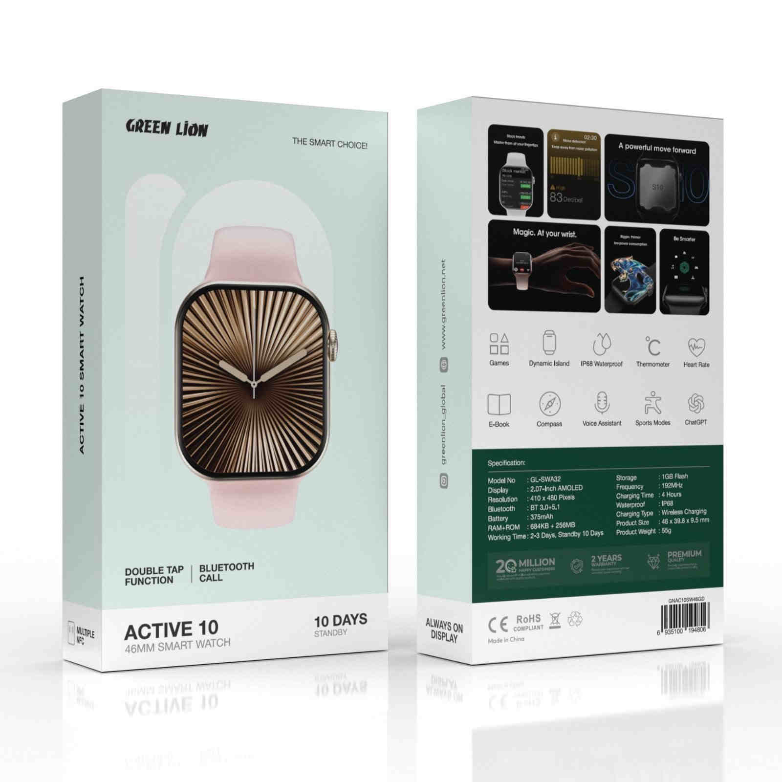 Active 10 - 2 ساعت هوشمند اکتیو سری 10 گرین لاین Green lion Active 10 42/46mm Smart Watch