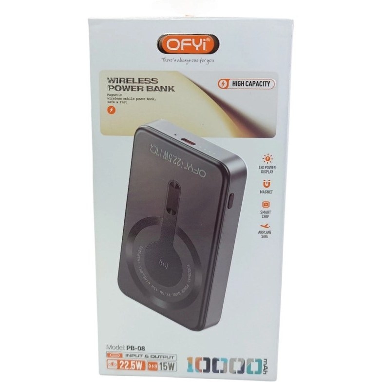 Wireless power bank 10000mAh pb-08 from ofyi magsafe پاوربانک بی سیم مگ سیف OFYi مدل BP-08 ظرفیت 10000 میلی آمپر - شارژ سریع و بدون کابل